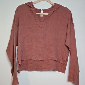 Mahina Cut Shirt Long Sleeve Hoodie, Size Small